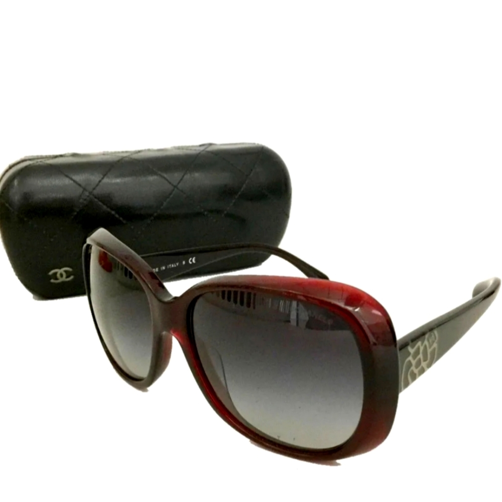 CHANEL CAMELLIA BORDEAUX BC14996047 SUNGLASSES/1A2570 - Picture 1 of 16
